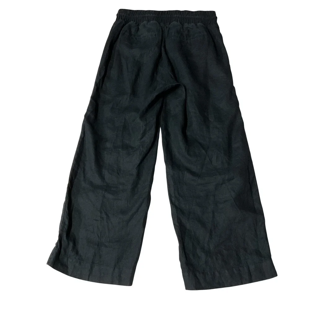 Quince‎ Women's 100% European Linen Wide Leg Relaxed Fit Pants Black Size Small